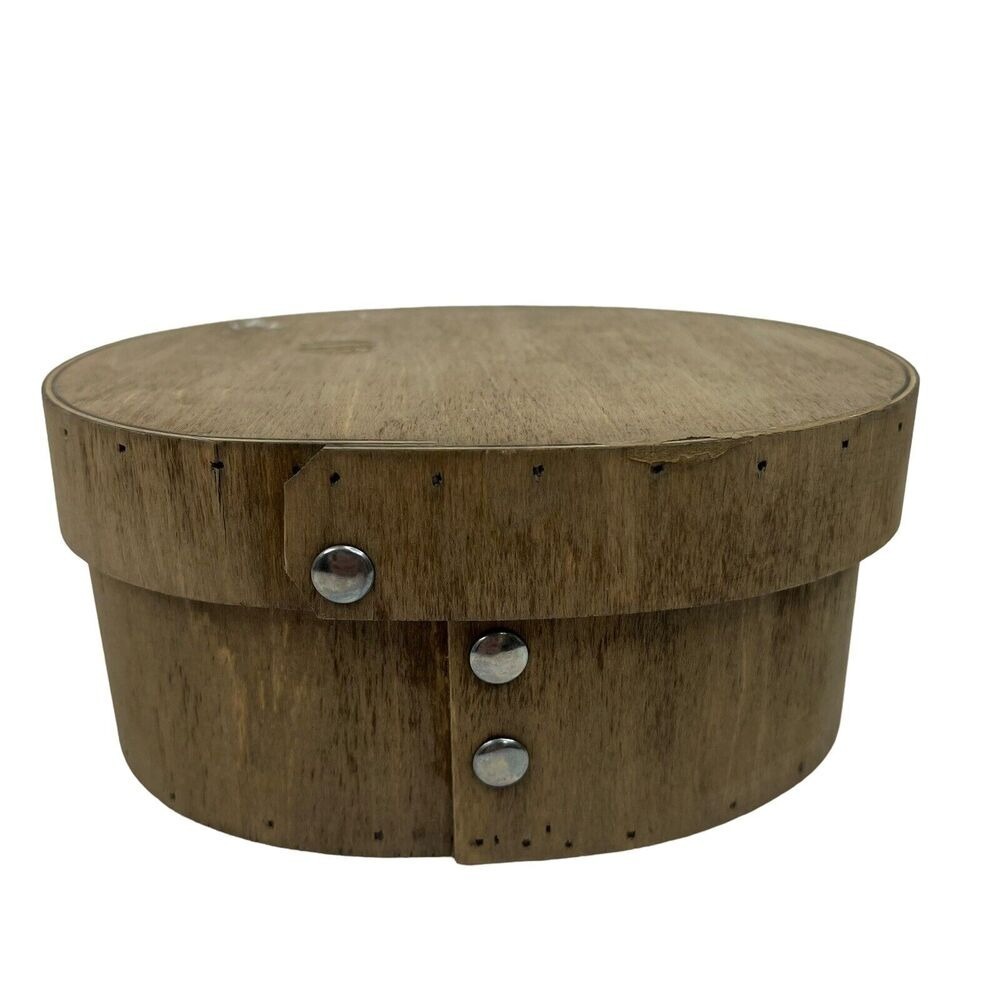 Primitive Old Time Wooden Ware Oval Shaker Style Box Decor Trinket Storage